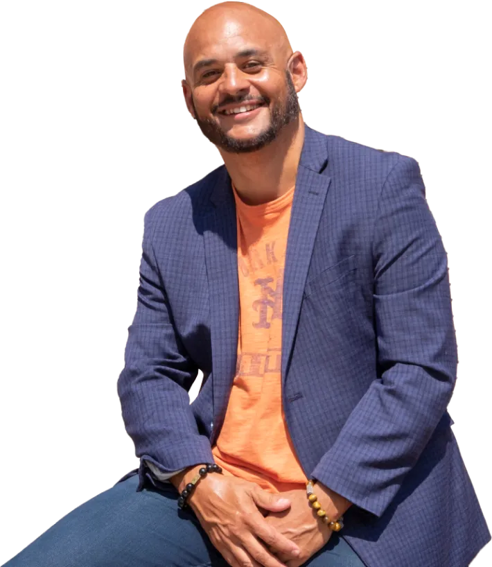 Portrait of Devon Bandison alongside the next-level impact copy